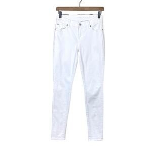 7 for all Mankind The Skinny White Denim Low Rise Classic Basic Slim Jeans